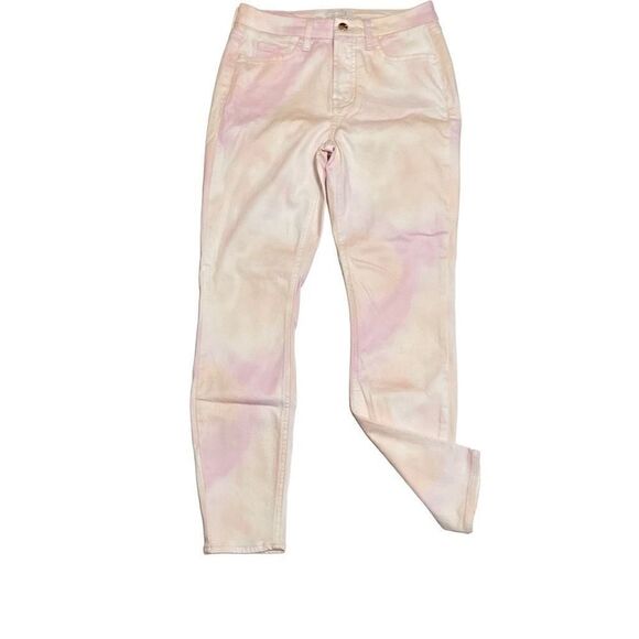 Jen 7 by 7 for All Mankind Pink Tie Dye Denim Jeans Ankle Skinny Size 4 NWOT - Picture 1 of 11